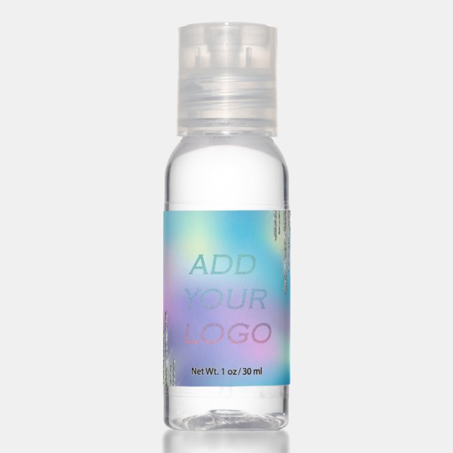 Add Your Logo, Glitter Drips Holographic Hand Sanitizer (Front)