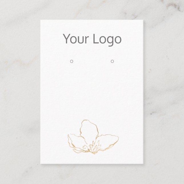 Add Your Logo Gold Floral Earring Display Card (Front)