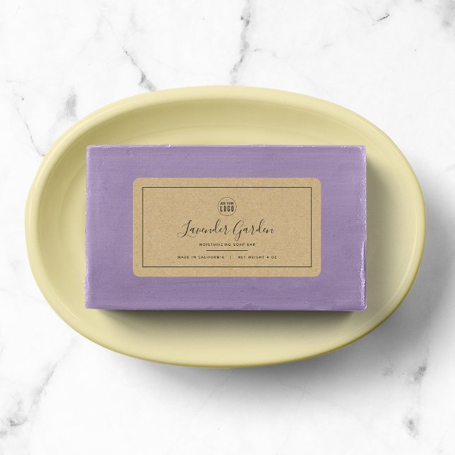 Add Your Logo Gray Border Kraft Product Label (Creator Uploaded)