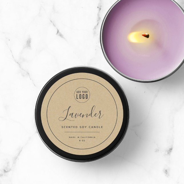 Add Your Logo Gray Border Kraft Product Label (Creator Uploaded)