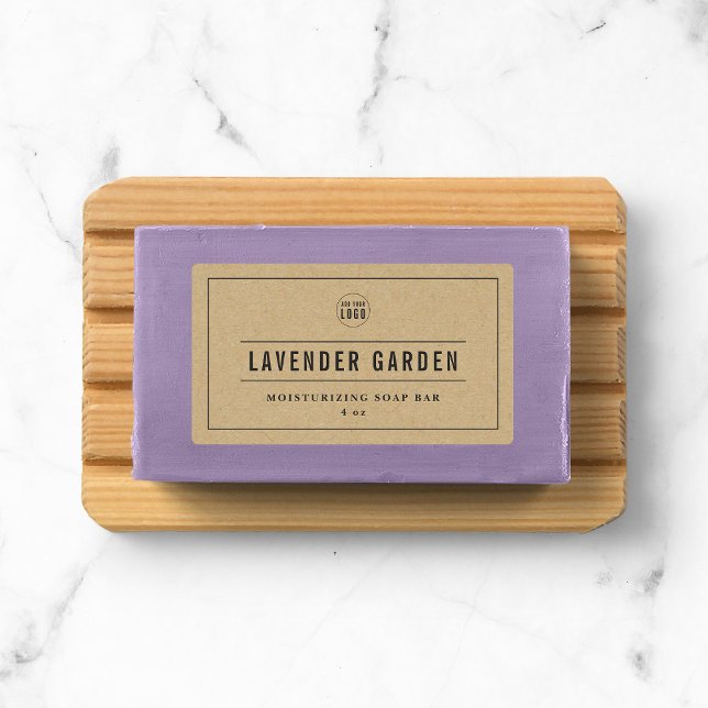 Add Your Logo Gray Border & Lines Kraft Product Labels (Creator Uploaded)