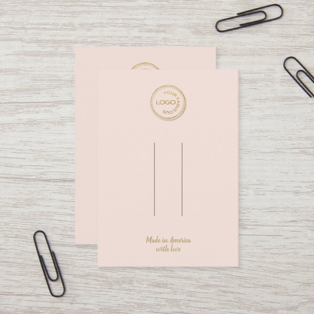 Add Your Logo Hair Clip Barrette Display Blush Business Card (Front/Back In Situ)