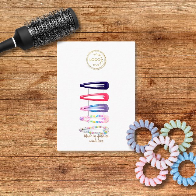 Add Your Logo Hair Clip Barrette Display white Business Card (Creator Uploaded)