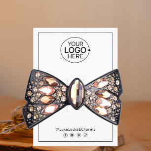 Add Your Logo Hair Clip Display Black and White  Business Card