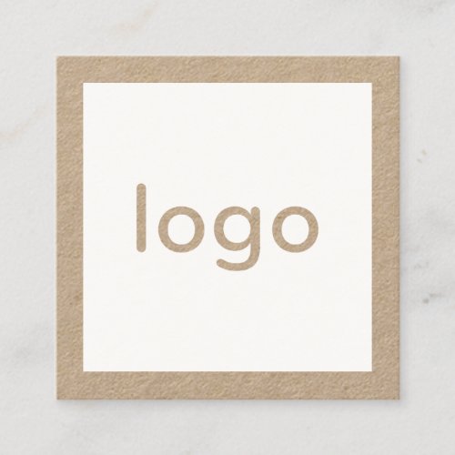 Add your logo handmade rustic brown kraft paper square business card