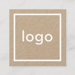 Add your logo handmade rustic brown kraft paper square business card