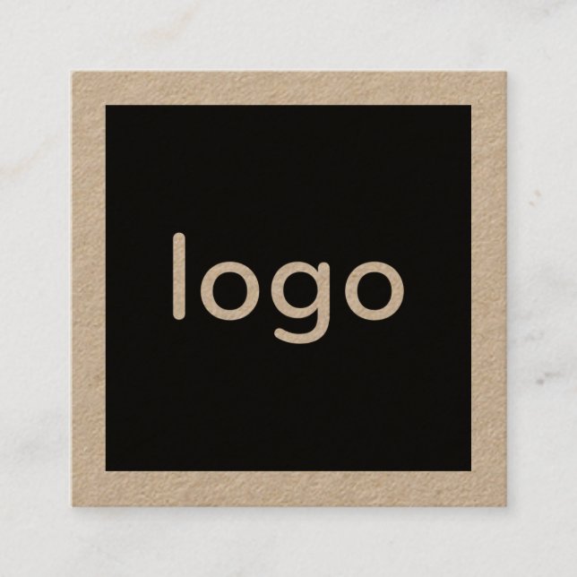 Add your logo handmade rustic brown kraft paper square business card (Front)