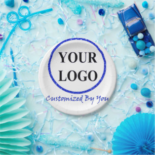 ADD YOUR LOGO HERE Baby Shower Minimalist Simple Paper Plates