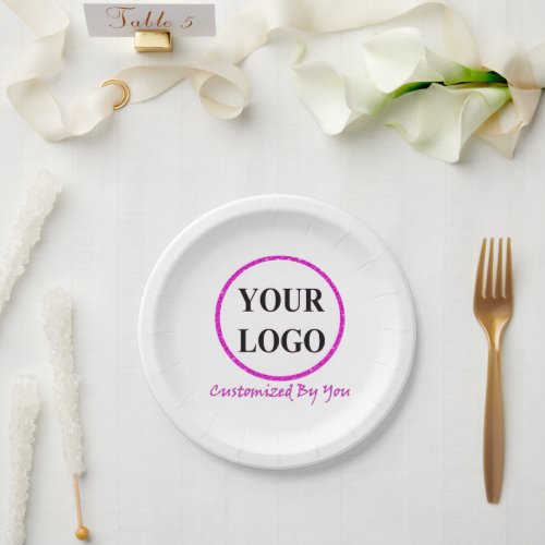 ADD YOUR LOGO HERE Baby Shower Minimalist Simple Paper Plates