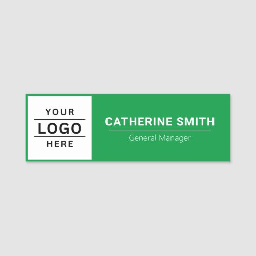 Add Your Logo Here for Business Employee Green Name Tag