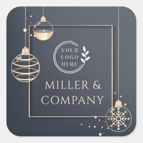 Add Your Logo Holidays Christmas Corporate Modern Square Sticker