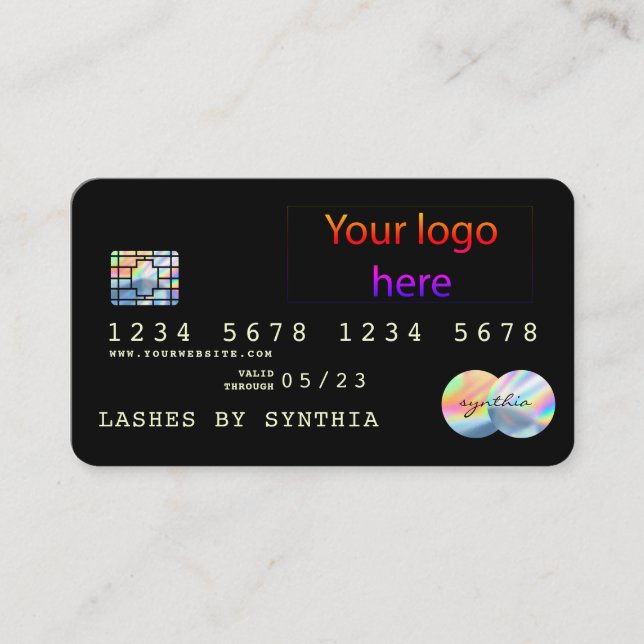 Add Your Logo Holograph Modern Credit Card (Front)