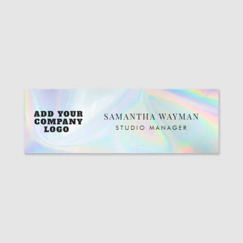Add Your Logo Holographic Business Employees Name Tag