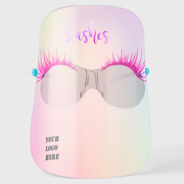 Add your logo,Holographic,Faux Lashes Face Shield (Front)