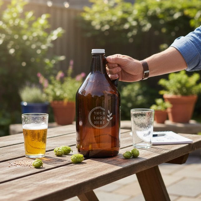 Add Your Logo Image Modern Customizable Business Growler (Creator Uploaded)