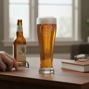 Add Your Logo Image Modern Customizable Business Pilsner Glass