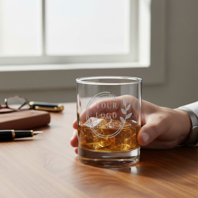 Add Your Logo Image Modern Customizable Business Rocks Glass (Creator Uploaded)