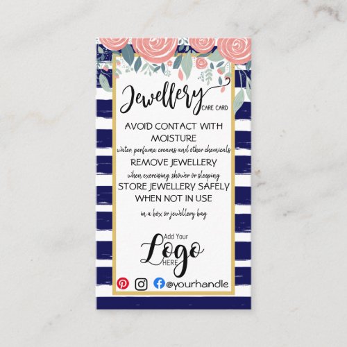 ADD YOUR LOGO jewelry CARE CARDS small business UK