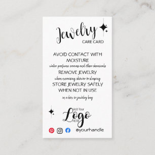 ADD YOUR LOGO jewelry CARE CARDS small business US