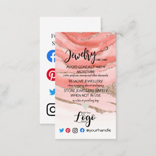 ADD YOUR LOGO jewelry CARE CARDS UK