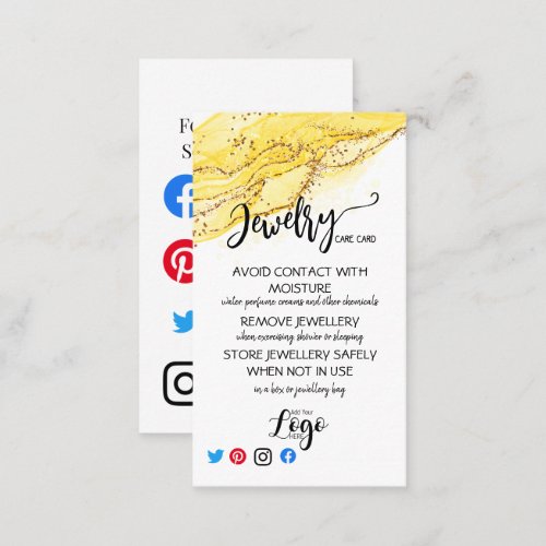 ADD YOUR LOGO jewelry CARE CARDS UK