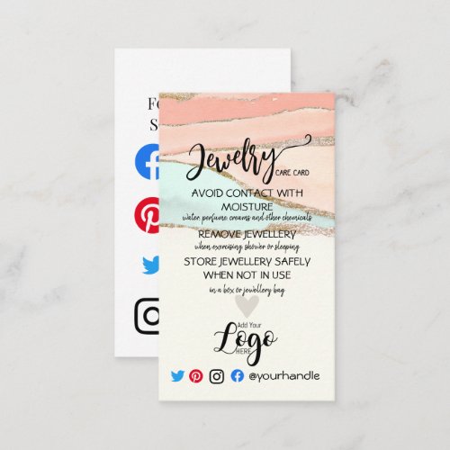 ADD YOUR LOGO jewelry CARE CARDS UK