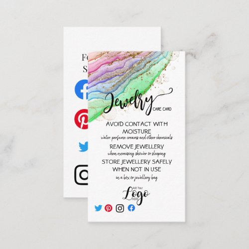 ADD YOUR LOGO jewelry CARE CARDS UK