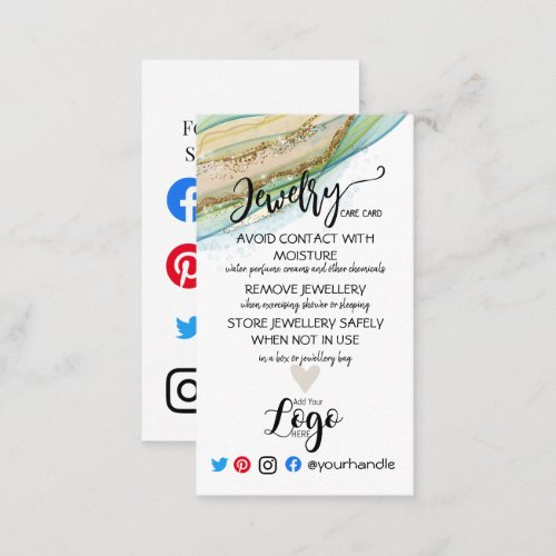 ADD YOUR LOGO jewelry CARE CARDS UK