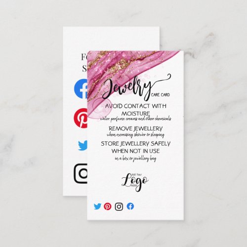 ADD YOUR LOGO jewelry CARE CARDS UK