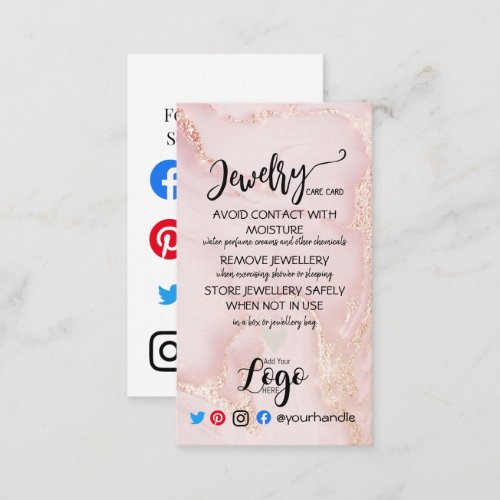 ADD YOUR LOGO jewelry CARE CARDS UK