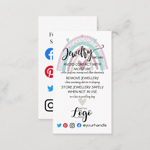 ADD YOUR LOGO jewelry CARE CARDS UK