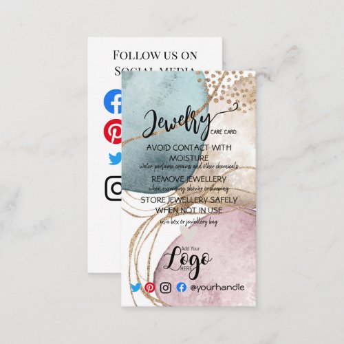 ADD YOUR LOGO jewelry CARE CARDS UK gold glitter