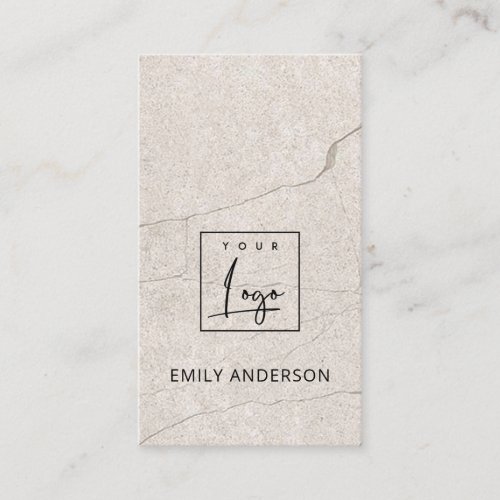 ADD YOUR LOGO MINIMAL BEIGE MARBLE STONE TEXTURE BUSINESS CARD