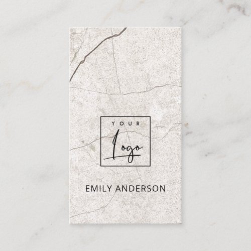 ADD YOUR LOGO MINIMAL BEIGE MARBLE STONE TEXTURE BUSINESS CARD