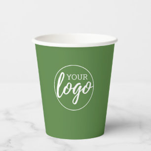 Add Your Logo - minimal design - green Paper Cups