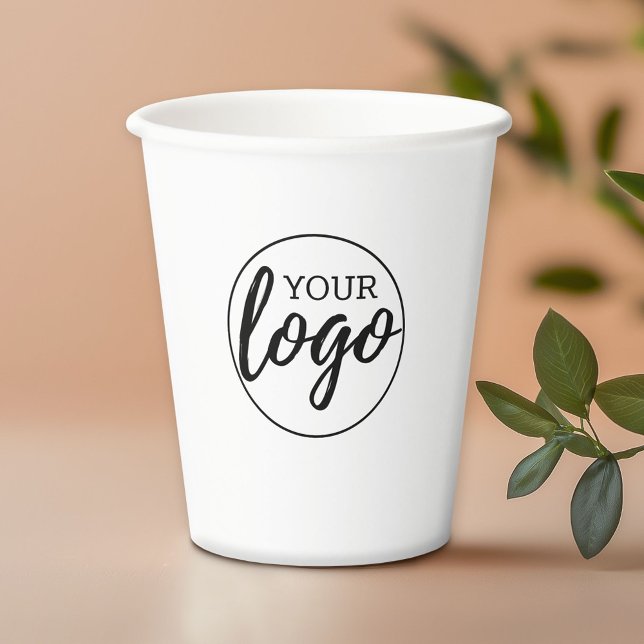 Add Your Logo - minimal design white background Paper Cups (Custom Paper Cups for Business)