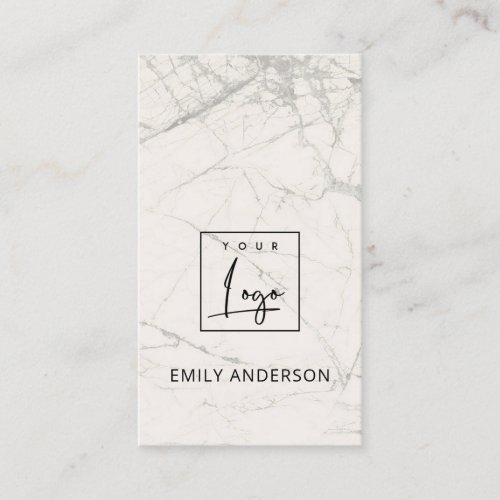 ADD YOUR LOGO MINIMAL MARBLE TEXTURE PROFESSIONAL BUSINESS CARD