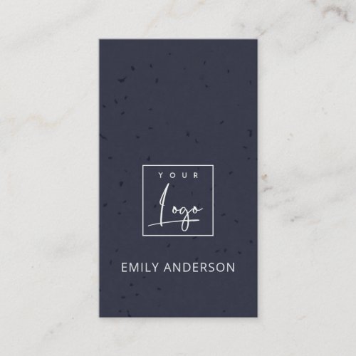 ADD YOUR LOGO MINIMAL NAVY BLUE CERAMIC TEXTURE BUSINESS CARD