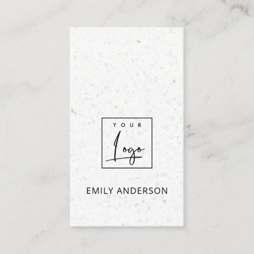 ADD YOUR LOGO MINIMAL SOFT RUSTIC TERRAZZO TEXTURE BUSINESS CARD