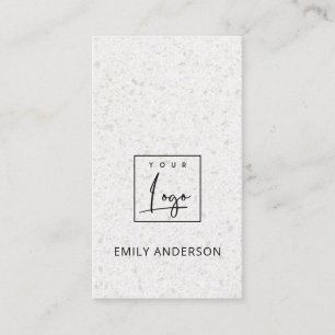ADD YOUR LOGO MINIMAL SOFT RUSTIC TERRAZZO TEXTURE BUSINESS CARD
