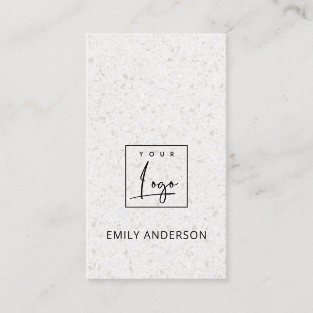 ADD YOUR LOGO MINIMAL SOFT RUSTIC TERRAZZO TEXTURE BUSINESS CARD (Front)