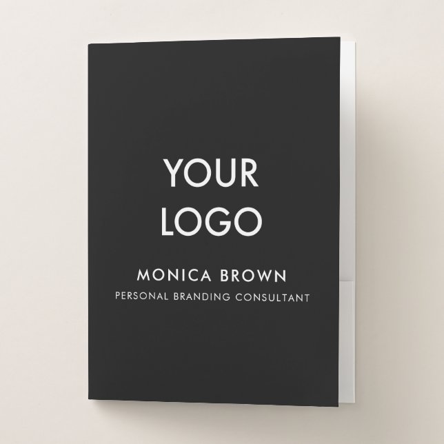 Add Your Logo Minimalist Black Pocket Folder (Front)