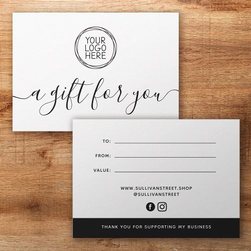 Add Your Logo Minimalist Gift Certificate Note Card