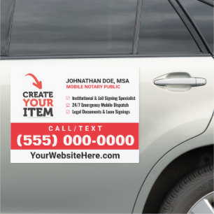 Add your Logo Mobile Notary Public Signing Agent Car Magnet