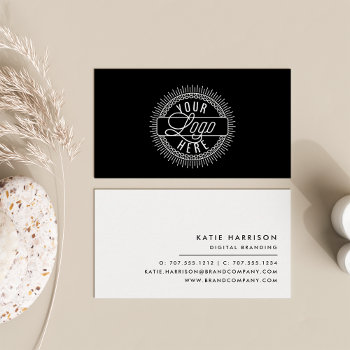 Add Your Logo | Modern Black And White Business Card by RedwoodAndVine at Zazzle