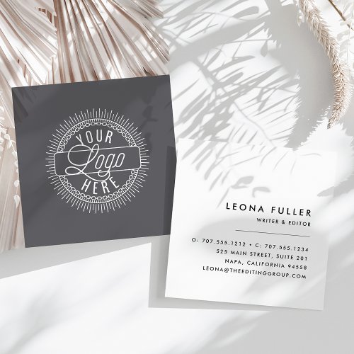 Add Your Logo  Modern Black White and Gray Square Business Card
