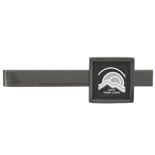 Add Your Logo Modern Business Owner Custom Gunmetal Finish Tie Bar (Front)