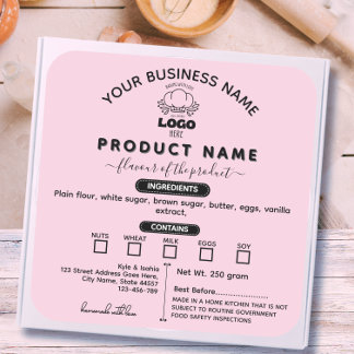 Add your Logo Modern Cottage Law Food label Pink