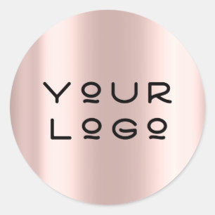 Add Your Logo Modern Metallic Minimalism Rose Classic Round Sticker
