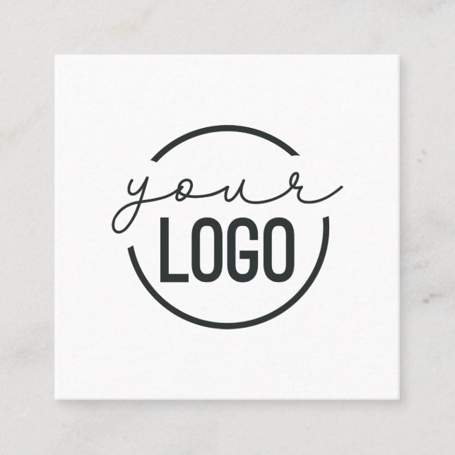 Add Your Logo Modern Minimal Simple White Square Square Business Card (Front)